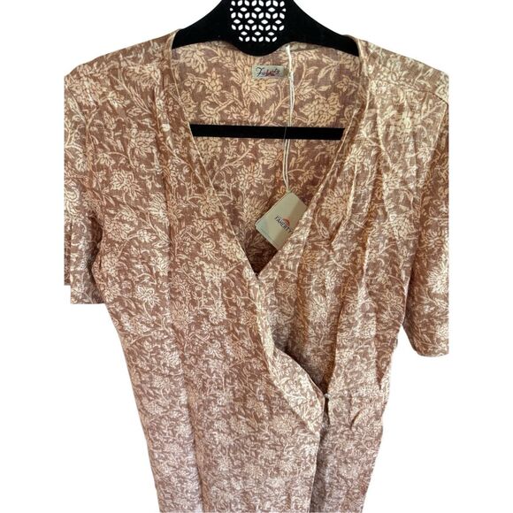 NWT Faherty Womens Bronze Riviera Floral Tie Wrap Ashley Linen Dress Medium - Picture 10 of 12